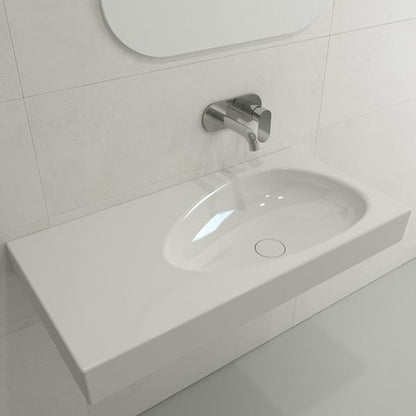 Bocchi - Etna Wall-Mounted Sink Fireclay 35.5 in. with Matching Drain Cover