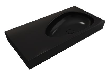 Bocchi - Etna Wall-Mounted Sink Fireclay 35.5 in. with Matching Drain Cover