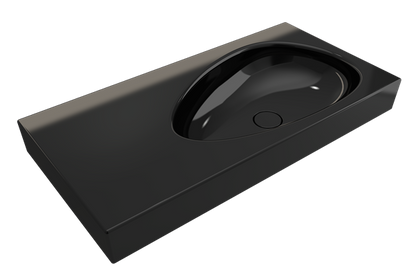 Bocchi - Etna Wall-Mounted Sink Fireclay 35.5 in. with Matching Drain Cover