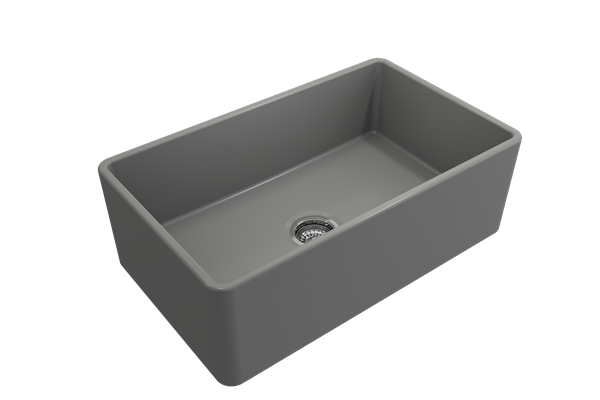 Bocchi - Classico Farmhouse Apron Front Fireclay 30 in. Single Bowl Kitchen Sink with Protective Bottom Grid and Strainer
