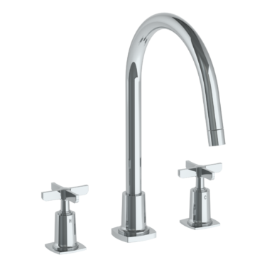 Watermark - H-Line Deck Mounted 3 Hole Gooseneck Kitchen Set