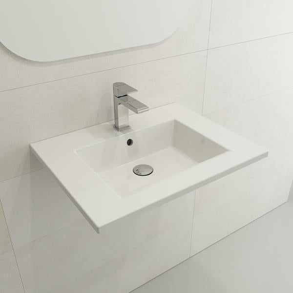 Bocchi - Ravenna Wall-Mounted Sink Fireclay 24.5 inch with Overflow
