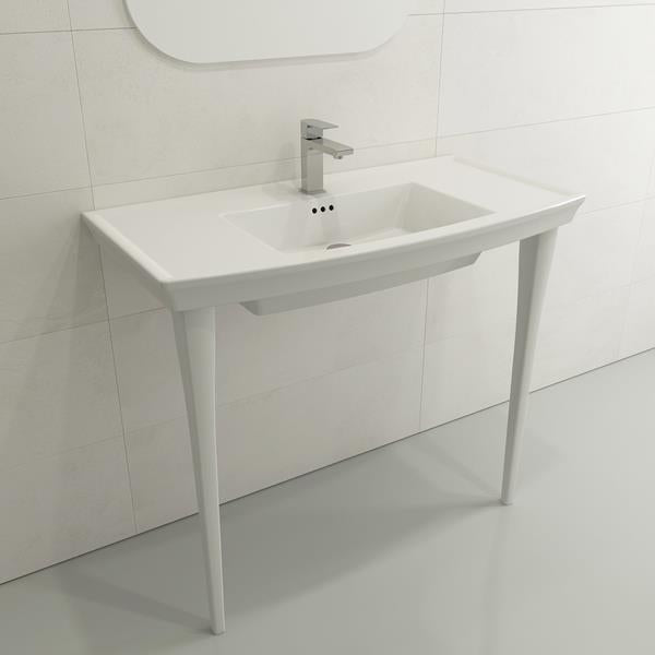 Bocchi - Lavita Wall-Mounted Console Sink Fireclay 40 inch with Overflow