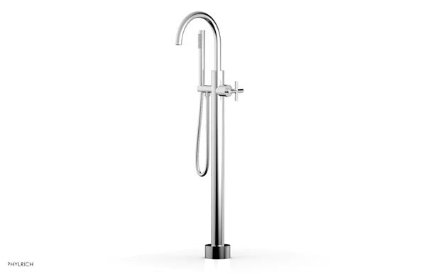 Phylrich - Transition Tall Floor Mounted Tub Filler with Hand Shower - Cross Handle