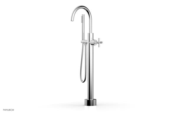 Phylrich - Transition Low Floor Mounted Tub Filler with Hand Shower - Cross Handle
