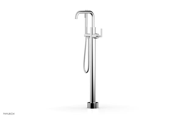 Phylrich - Transition Tall Floor Mounted Tub Filler Square Spout with Hand Shower - Lever Handle