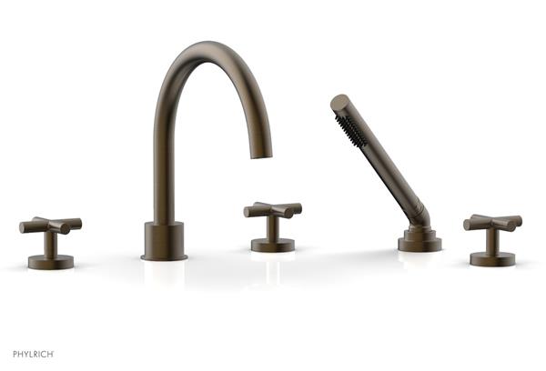 Phylrich - Transition Deck Tub Set with Hand Shower - Cross Handles