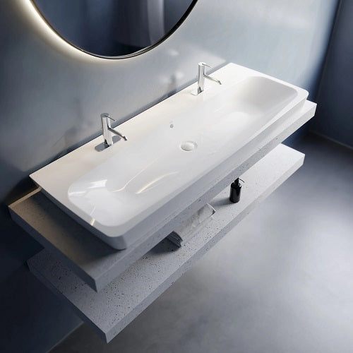 Cheviot - Metropole Double Vessel Sink Single Hole Drilling - White