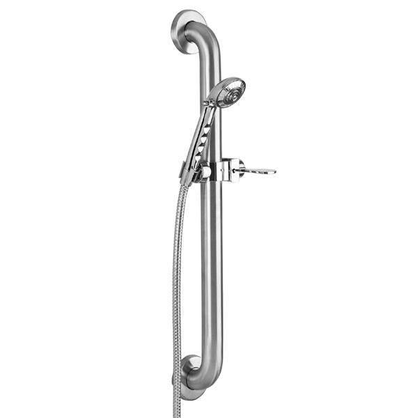 Jaclo - Chrome Sliding Handshower Mount on Stainless Steel Grab Bar with Handshower Set Up