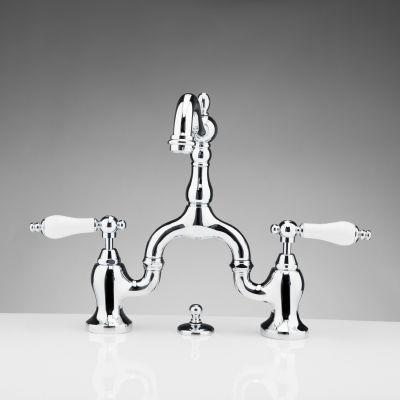 Maidstone - Bellmont Bridge Bathroom Sink Faucet - Porcelain Lever Handles