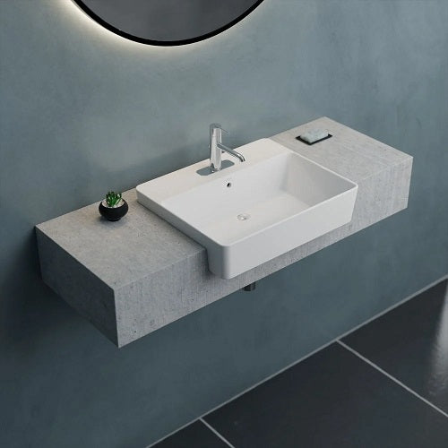Cheviot - Nuo 2 Semi-Recessed Sink, 22 Inch Single Hole Drilling - White