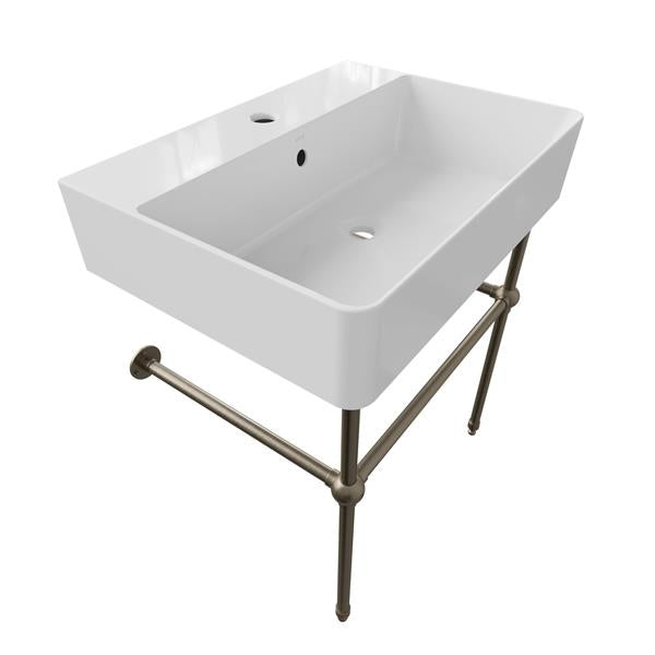 Cheviot - Nuo 2 Vessel Sink Only, 20 Inch Single Hole Drilling - White **For Wall Mounting**