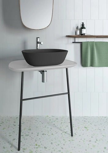 Cheviot - Plural Wall-Mount Counter W/ Legs, Matte White, Single Hole Drilling