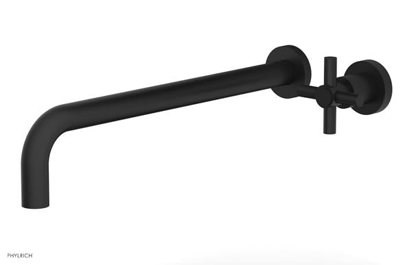 Phylrich - Basic 14 Inch Single Handle Wall Lavatory Set - Tubular Cross Handle
