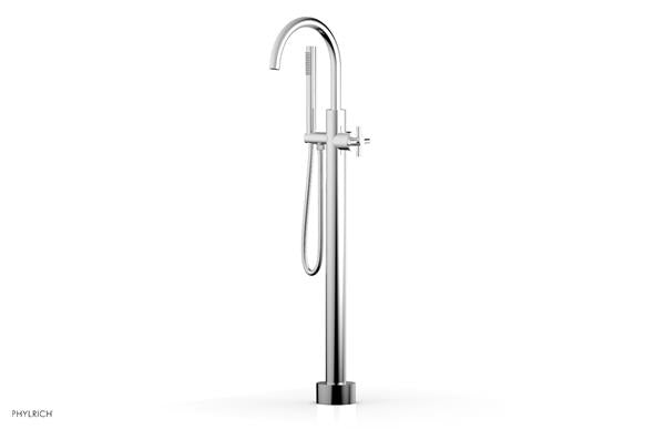 Phylrich - Basic Tall Floor Mount Tub Filler with Hand Shower - Cross Handle