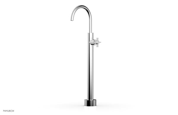 Phylrich - Basic Low Floor Mount Tub Filler - Cross Blade Handle