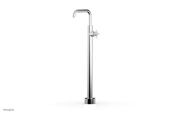 Phylrich - Basic Tall Floor Mount Tub Filler Square Spout - Cross Blade Handle