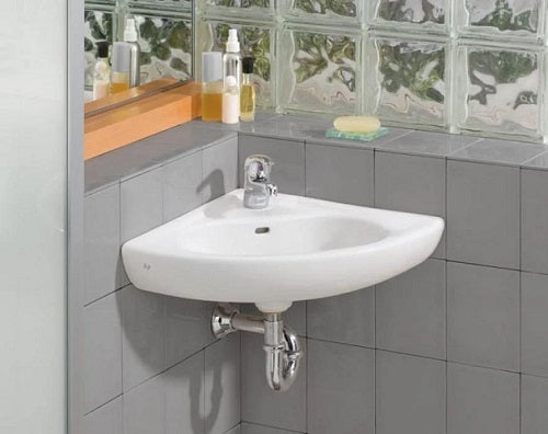 Cheviot - Wall-Mount Corner Sink, White, Single Hole Drilling