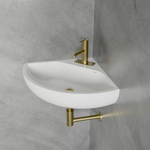 Cheviot - Angle Corner-Mount Sink, White, Single Hole