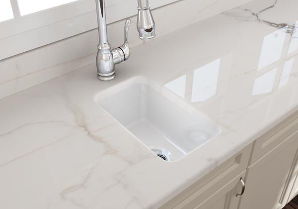 Bocchi - Sotto Dual-mount Fireclay 12 in. Single Bowl Bar Sink with Strainer