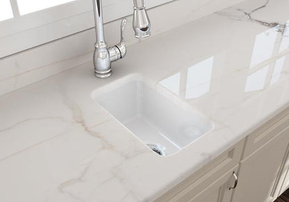 Bocchi - Sotto Dual-mount Fireclay 12 in. Single Bowl Bar Sink with Strainer