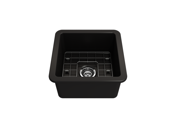 Bocchi - Sotto Dual-mount Fireclay 18 in. Single Bowl Bar Sink with Protective Bottom Grid and Strainer