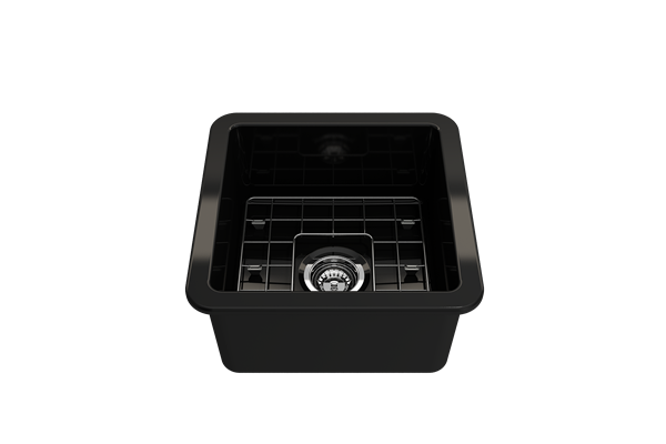 Bocchi - Sotto Dual-mount Fireclay 18 in. Single Bowl Bar Sink with Protective Bottom Grid and Strainer