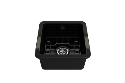 Bocchi - Sotto Dual-mount Fireclay 18 in. Single Bowl Bar Sink with Protective Bottom Grid and Strainer