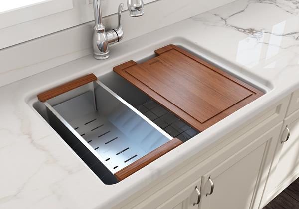 Bocchi - Sotto Dual-mount Fireclay 27 in. Single Bowl Kitchen Sink with Protective Bottom Grid and Strainer