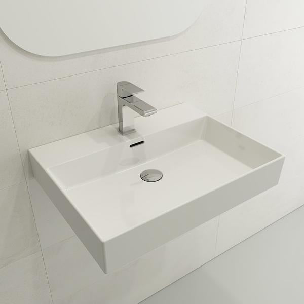 Bocchi - Milano Wall-Mounted Sink Fireclay 24 inch with Overflow