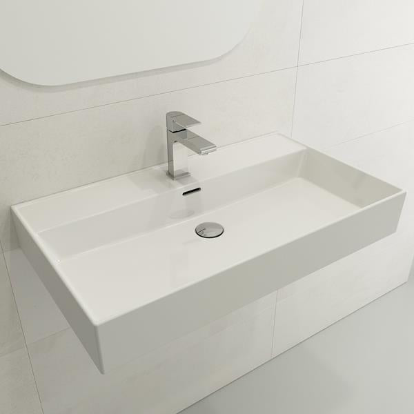 Bocchi - Milano Wall-Mounted Sink Fireclay 32 inch with Overflow