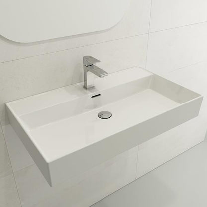 Bocchi - Milano Wall-Mounted Sink Fireclay 32 inch with Overflow