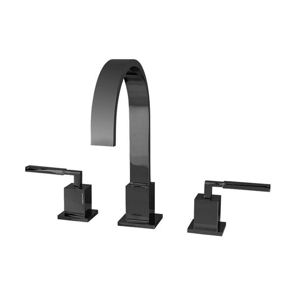 Lacava - Kubista Deck-Mount Three-Hole Faucet With An Arch Spout Featuring Natural Water Flow, Two Lever Handles