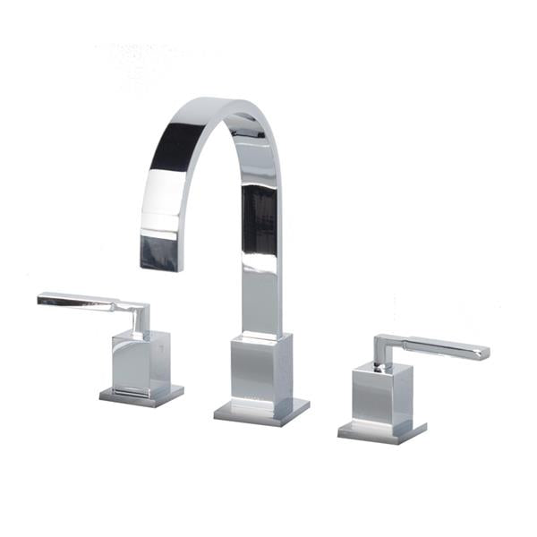 Lacava - Kubista Deck-Mount Three-Hole Faucet With An Arch Spout Featuring Natural Water Flow, Two Lever Handles