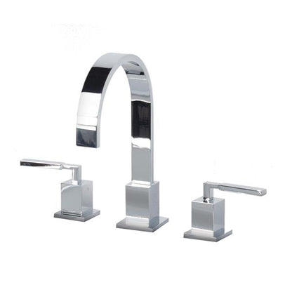 Lacava - Kubista Deck-Mount Three-Hole Faucet With An Arch Spout Featuring Natural Water Flow, Two Lever Handles