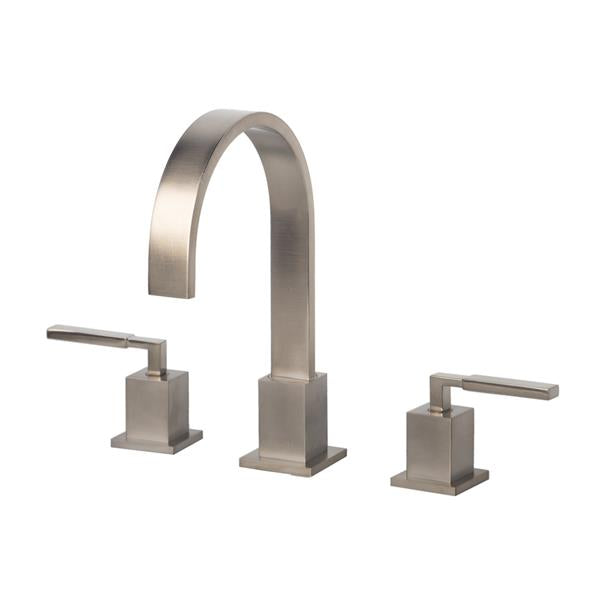 Lacava - Kubista Deck-Mount Three-Hole Faucet With An Arch Spout Featuring Natural Water Flow, Two Lever Handles