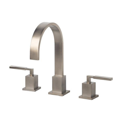 Lacava - Kubista Deck-Mount Three-Hole Faucet With An Arch Spout Featuring Natural Water Flow, Two Lever Handles