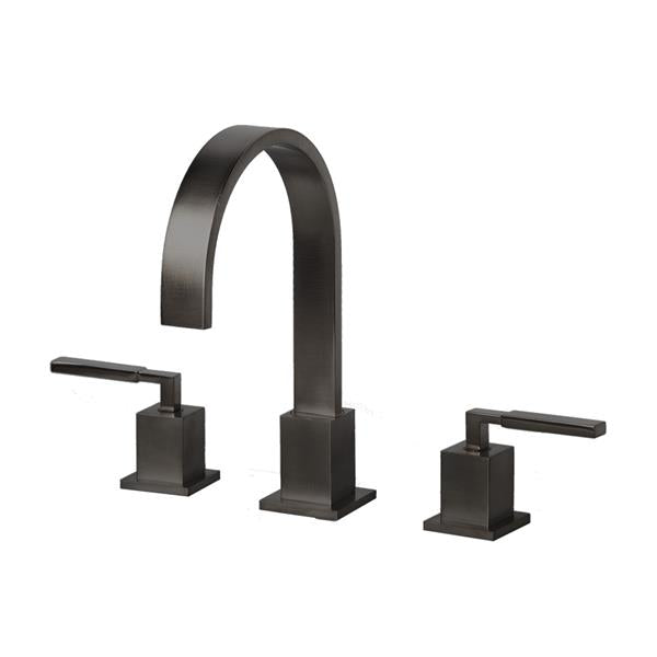 Lacava - Kubista Deck-Mount Three-Hole Faucet With An Arch Spout Featuring Natural Water Flow, Two Lever Handles