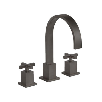 Lacava - Kubista Deck-Mount Three-Hole Faucet With An Arch Spout Featuring Natural Water Flow, Two Cross Handles, Pop-Up Deain Included