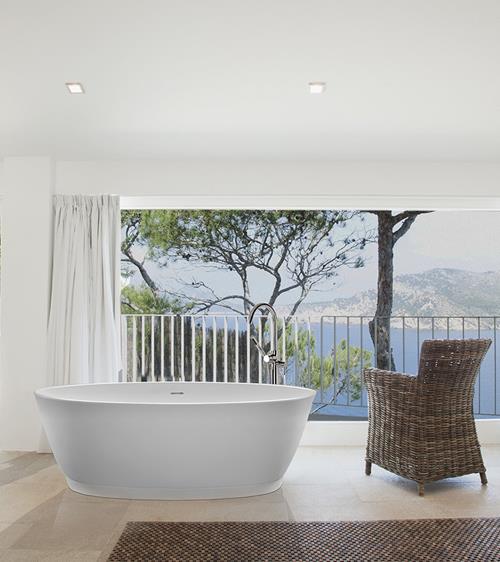 MTI - Elena Sculpturestone Freestanding Bathtub Rolled Rim W/Pedestal (66X31.75)