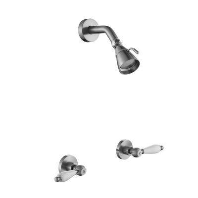 Maidstone - Wall Mount Bathroom Shower System - Porcelain Handles