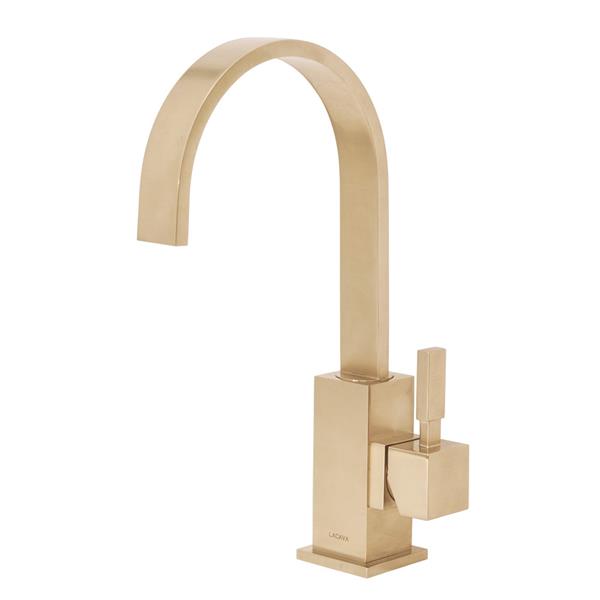 Lacava - Kubista Deck-Mount Single-Hole Faucet With An Arch Spout Featuring Natural Water Flow, One Lever Handle And Pop-Up