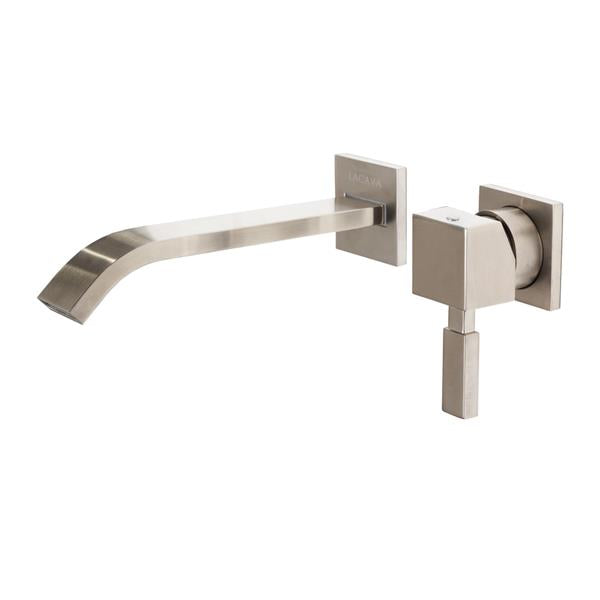 Lacava - Kubista Rough - Wall-Mount Two-Hole Faucet Featuring Natural Water Flow, With One Lever Handle On The Right, No Backplate