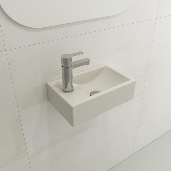 Bocchi - Milano Wall-Mounted Sink Fireclay 14.5 inch Left Side Faucet Deck