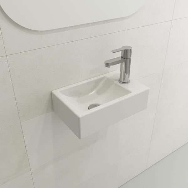 Bocchi - Milano Wall-Mounted Sink Fireclay 14.5 inch Right Side Faucet Deck