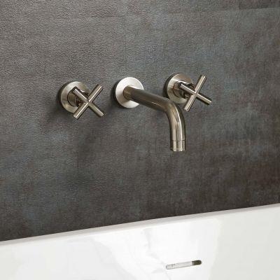 Maidstone - Wall Mount Bathroom Sink Faucet with Metal Lever Handles