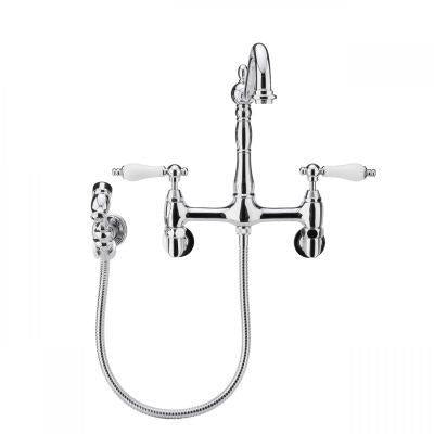 Maidstone - Audrey Wall Mount Kitchen Faucet - Porcelain Lever Handles