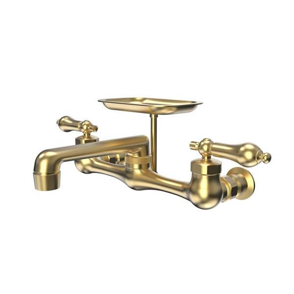 Maidstone - Wall Mount Kitchen Faucet with Soap Dish - Metal Lever Handles