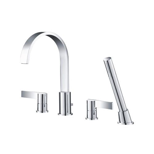 Isenberg - 4 Hole Deck Mounted Roman Tub Faucet With Hand Shower - Chrome