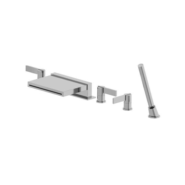 Flusso - Five Hole Deck Mounted Cascade Flow Roman Tub Faucet With Hand Shower